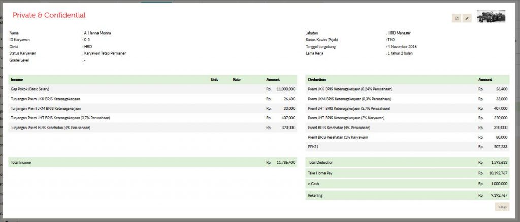 Contoh Slip Gaji Online Karyawan | Gadjian