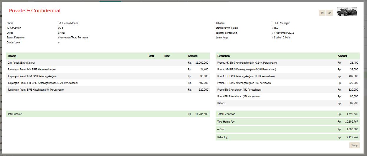 Contoh Slip Gaji Online Karyawan | Gadjian