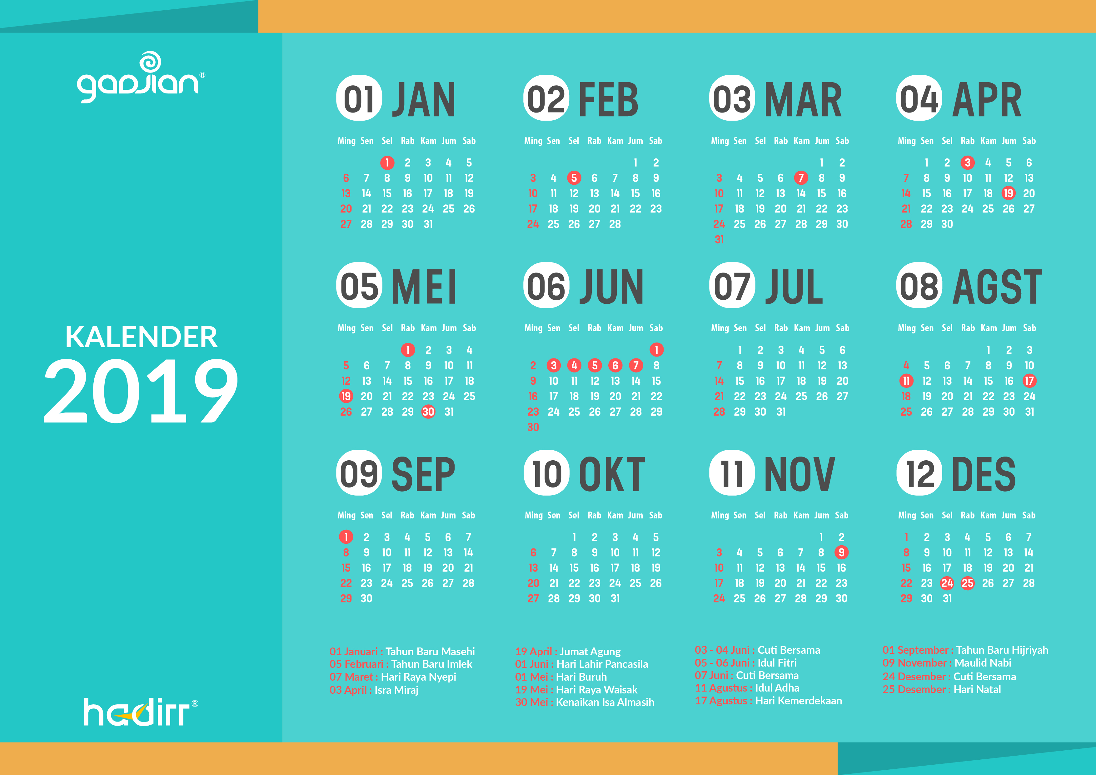 Kalender 2019 Lebaran Idul Fitri - Gambar Islami