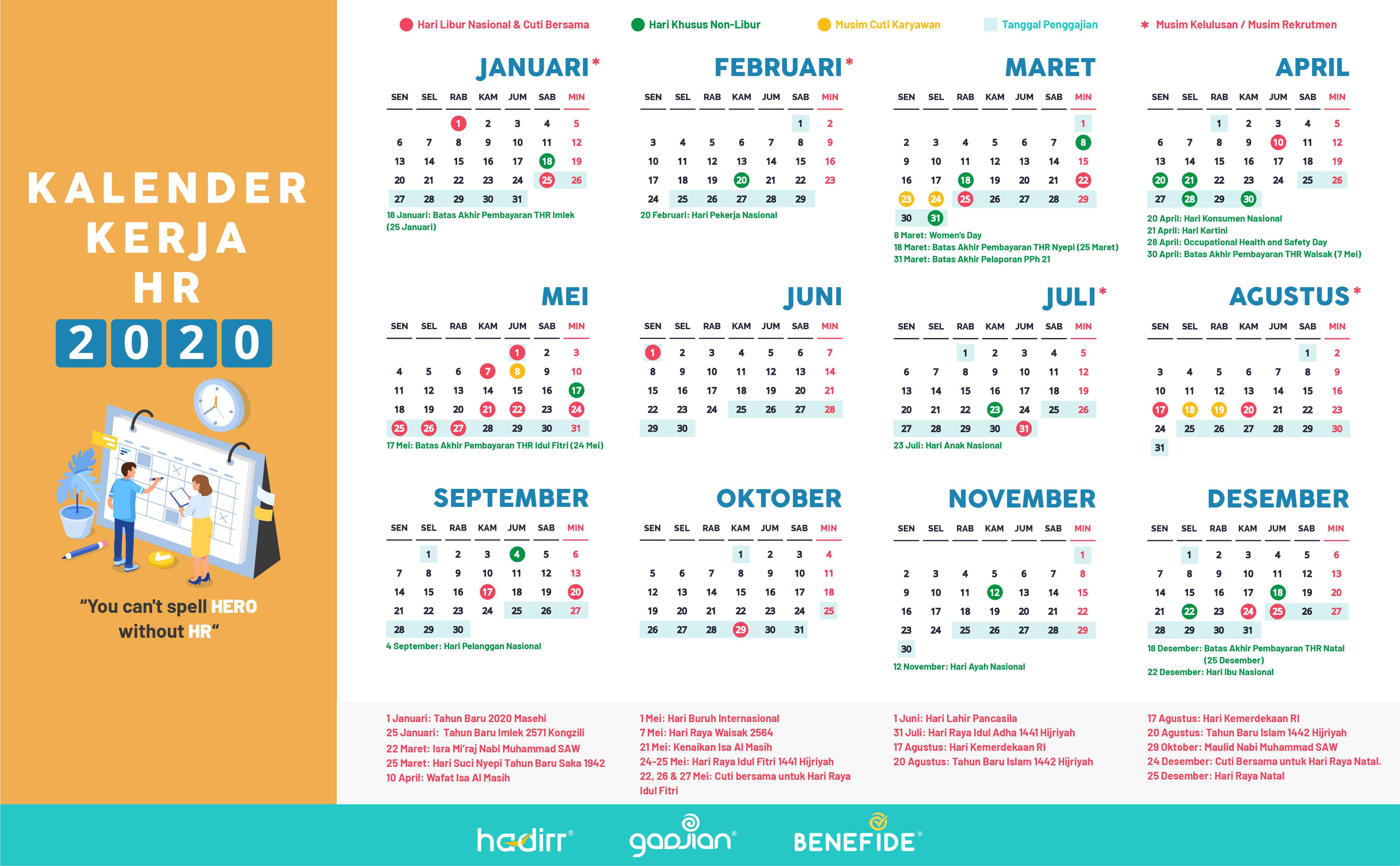  Kalender  HR 2020 Memudahkan Pekerjaanmu Setahun ke Depan 