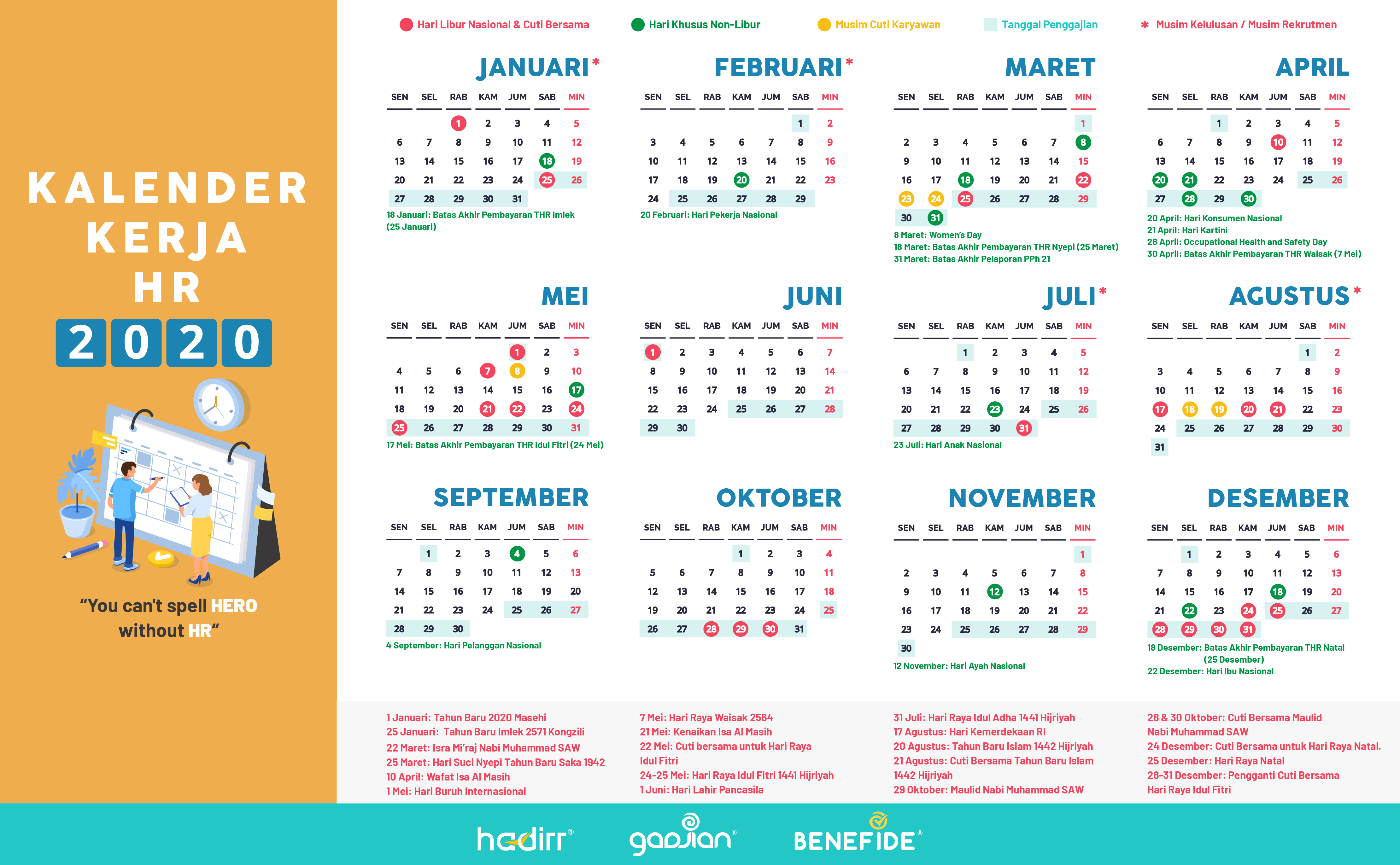  Kalender  HR 2020  Memudahkan Pekerjaanmu Setahun ke Depan 