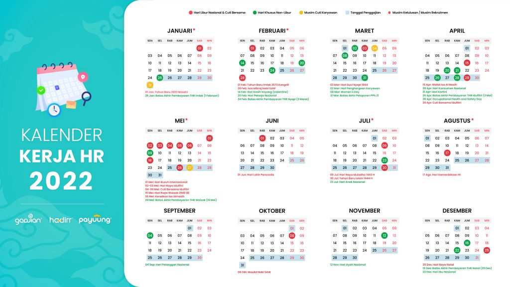 kalender kerja hr 2022