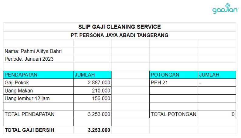 slip gaji cleaning service