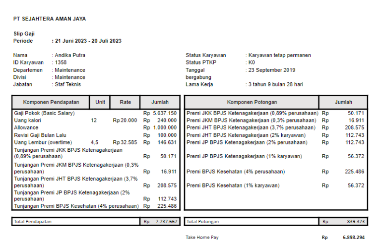 Contoh Slip Gaji di Excel, Word dan Aplikasi Gadjian Blog Gadjian