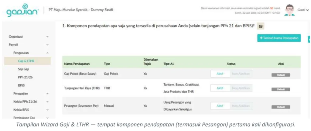 aplikasi HRIS pajak pesangon